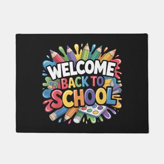 Welkom terug op school eerste schooldag leraar deurmat (Voorkant)