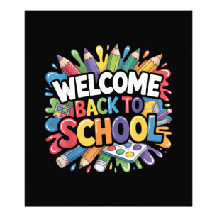 Welkom terug op school eerste schooldag leraar foto afdruk