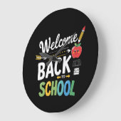 Welkom terug op school eerste schooldag leraar grote klok (Hoek)