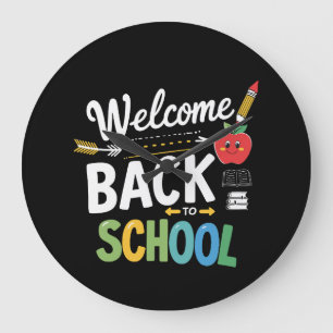 Welkom terug op school eerste schooldag leraar grote klok