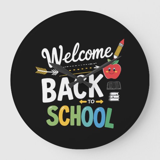 Welkom terug op school eerste schooldag leraar grote klok (Voorkant)