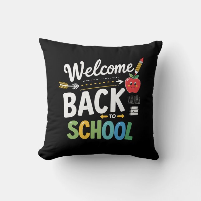 Welkom terug op school eerste schooldag leraar kussen (Voorkant)