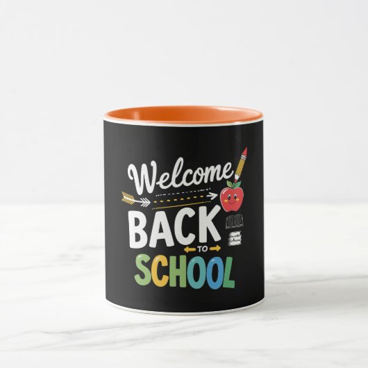 Welkom terug op school eerste schooldag leraar mok (Midden)