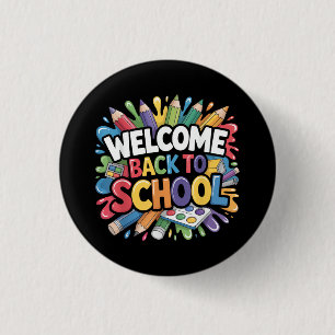 Welkom terug op school eerste schooldag leraar ronde button 3,2 cm