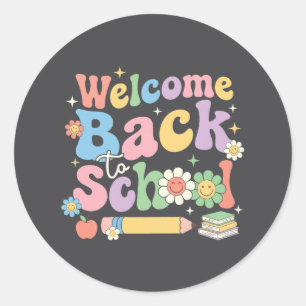 Welkom terug op school eerste schooldag leraar ronde sticker
