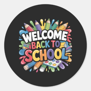 Welkom terug op school eerste schooldag leraar ronde sticker