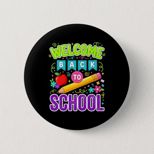 Welkom terug op school eerste schooldag ronde button 5,7 cm (Voorkant)