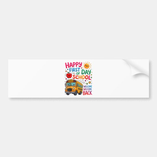 Welkom terug op school Gelukkige eerste dag Bumpersticker (Voorkant)