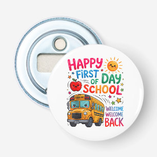 Welkom terug op school gelukkige eerste dag leraar button flesopener