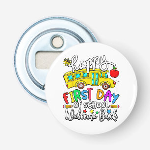 Welkom terug op school gelukkige eerste dag leraar button flesopener