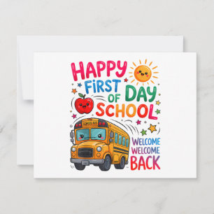 Welkom terug op school gelukkige eerste dag leraar feestdagenkaart