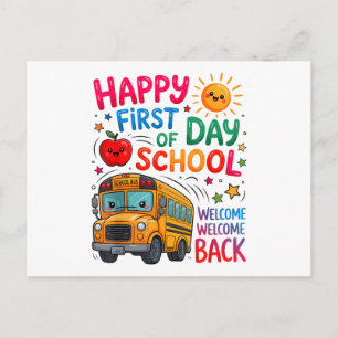 Welkom terug op school gelukkige eerste dag leraar feestdagenkaart