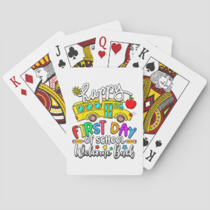 Welkom terug op school Gelukkige eerste dag Leraar Pokerkaarten