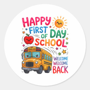 Welkom terug op school gelukkige eerste dag leraar ronde sticker