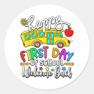 Welkom terug op school gelukkige eerste dag leraar ronde sticker