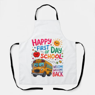 Welkom terug op school Gelukkige eerste dag Leraar Schort