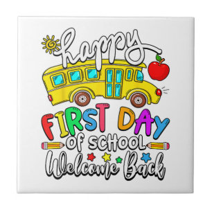 Welkom terug op school Gelukkige eerste dag Leraar Tegeltje