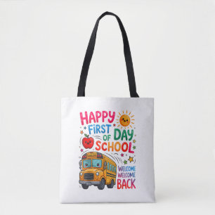 Welkom terug op school gelukkige eerste dag leraar tote bag