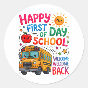 Welkom terug op school Gelukkige eerste dag Ronde Sticker