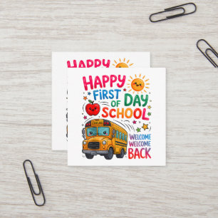 Welkom terug op school Gelukkige eerste dag Vierkante Visitekaartje