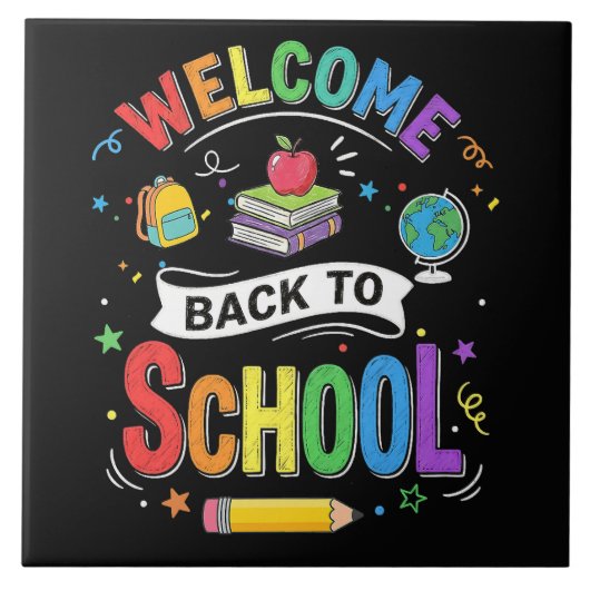 Welkom terug op school kinderen leraar eerste dag tegeltje (Voorkant)