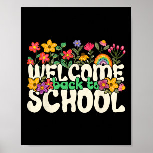 Welkom Terug Op School Kleurrijke Bloemen Leraren Poster
