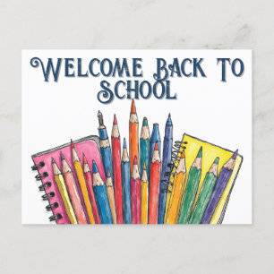 Welkom terug op school – kleurrijke start feestdagenkaart