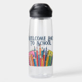 Welkom terug op school – Kleurrijke start Waterfles (Achterkant)
