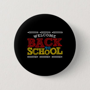Welkom terug op school krijtbord grappig terug naa ronde button 5,7 cm