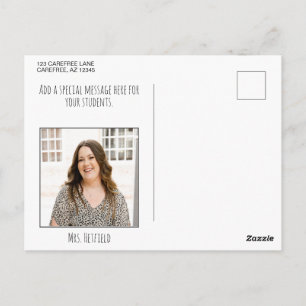 Welkom terug op school leerkracht foto ansichtkaar briefkaart