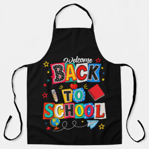 Welkom terug op school Leraar Gelukkige Eerste Dag Schort