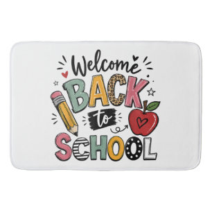 Welkom terug op school leraar leerling eerste dag badmat