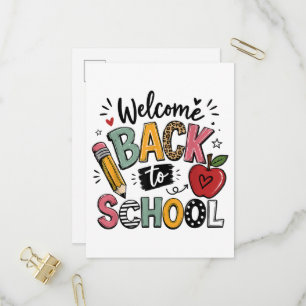 Welkom terug op school leraar leerling eerste dag uitnodiging briefkaart