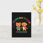 Welkom terug op school Leraar Schattigee Kattenhon Kaart (Gele Bloem)