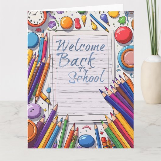 Welkom terug op school – Leuke & Kleurrijke Kaart (Voorkant)