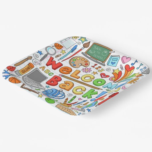 Welkom terug op school papieren bordje (Gebogen)