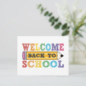 Welkom terug op school – Potlood Illustratie Feestdagenkaart (Staand voorkant)