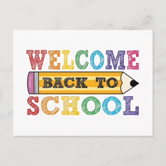 Welkom terug op school – Potlood Illustratie Feestdagenkaart (Voorkant)