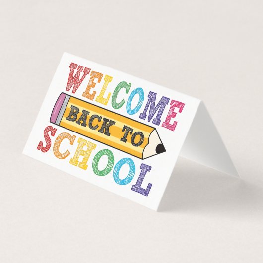 Welkom terug op school – Potlood Illustratie Kaart (Voorkant)