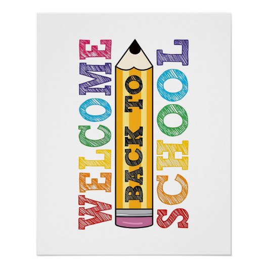 Welkom terug op school – Potlood Illustratie Perfect Poster (Voorkant)