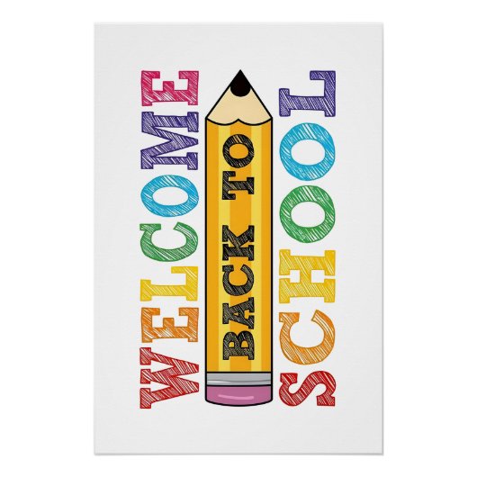 Welkom terug op school – Potlood Illustratie Perfect Poster (Voorkant)