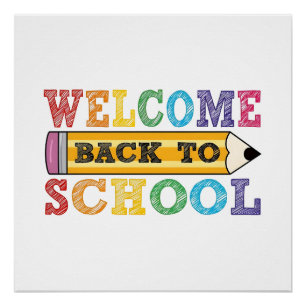 Welkom terug op school – Potlood Illustratie Perfect Poster