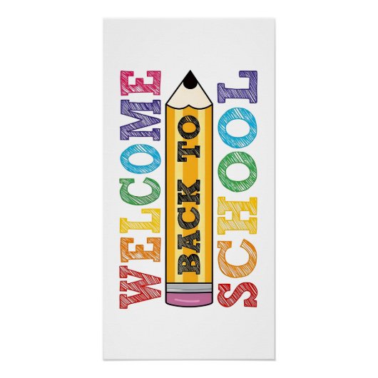 Welkom terug op school – Potlood Illustratie Perfect Poster (Voorkant)