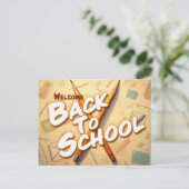 Welkom terug op school – Potlood Kunst Design Feestdagenkaart (Staand voorkant)