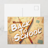 Welkom terug op school – Potlood Kunst Design Feestdagenkaart (Voorkant / Achterkant)
