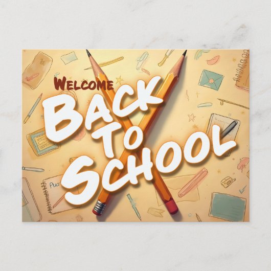 Welkom terug op school – Potlood Kunst Design Feestdagenkaart (Voorkant)