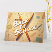 Welkom terug op school – Potlood Kunst Design Kaart (Gele Bloem)