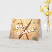Welkom terug op school – Potlood Kunst Design Kaart (Gele Bloem)