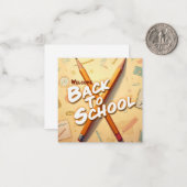 Welkom terug op school – Potlood Kunst Design Notitiekaartje (Voorkant / Achterkant in situ)