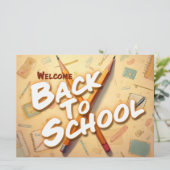 Welkom terug op school – Potloodkunst ontwerp (Staand voorkant)
